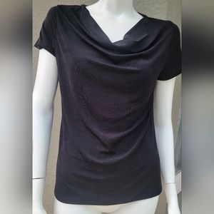 Jaclyn Smith black cowneck jersey top size Small